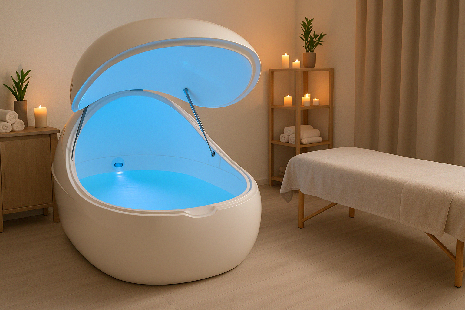 Float Pod in a wellness spa setting.