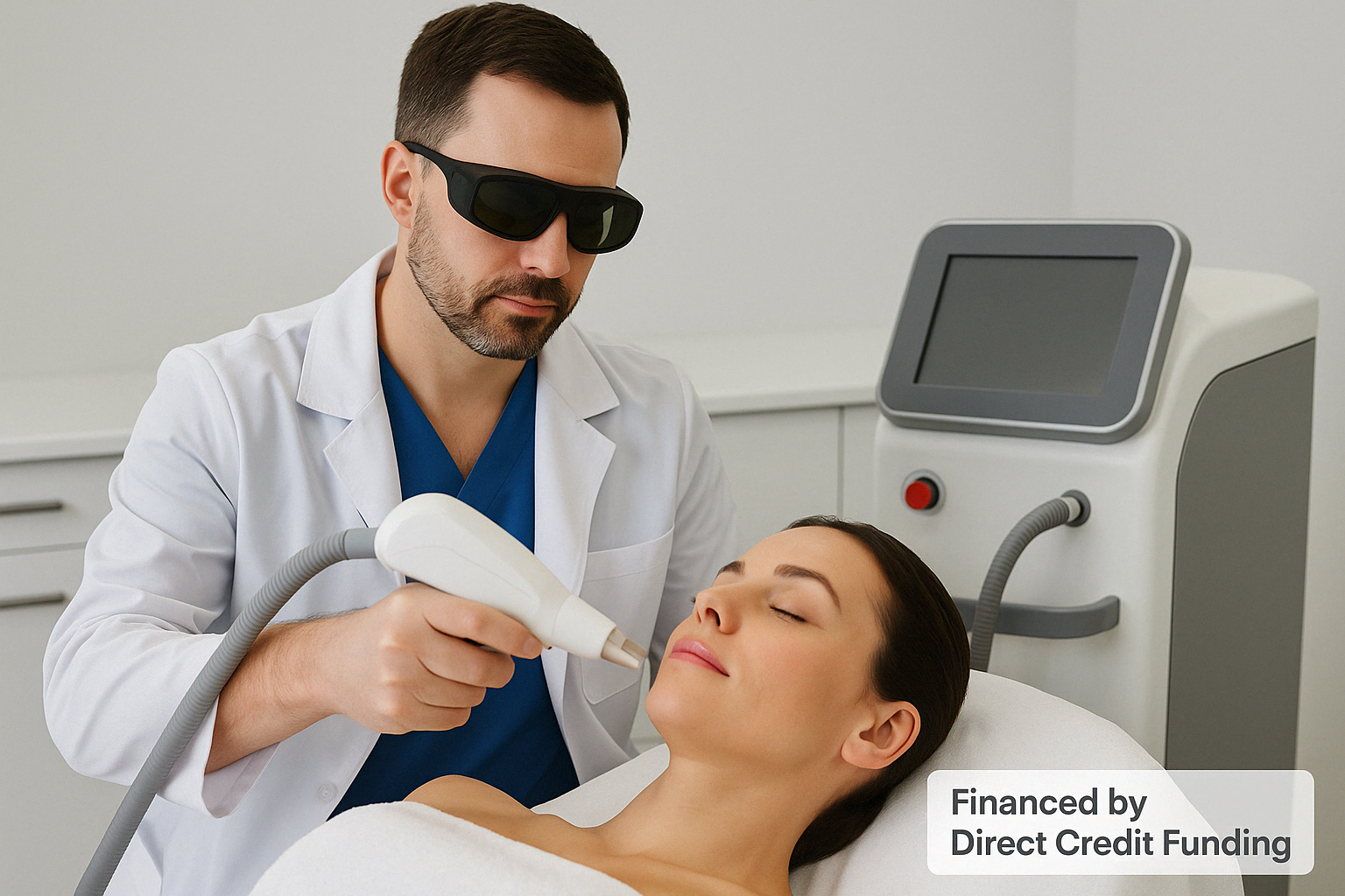 Doctor using laser equipment financed by Direct Credit Funding.