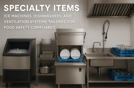 Specialty Items: Ice machines, dishwashers, and ventilation systems tailored for food safety compliance.